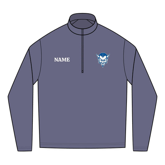 BLUE DEVIL -  PosiCharge® Tri-Blend Wicking Quarter-Zip Pullover (Embroidery) - Personalized