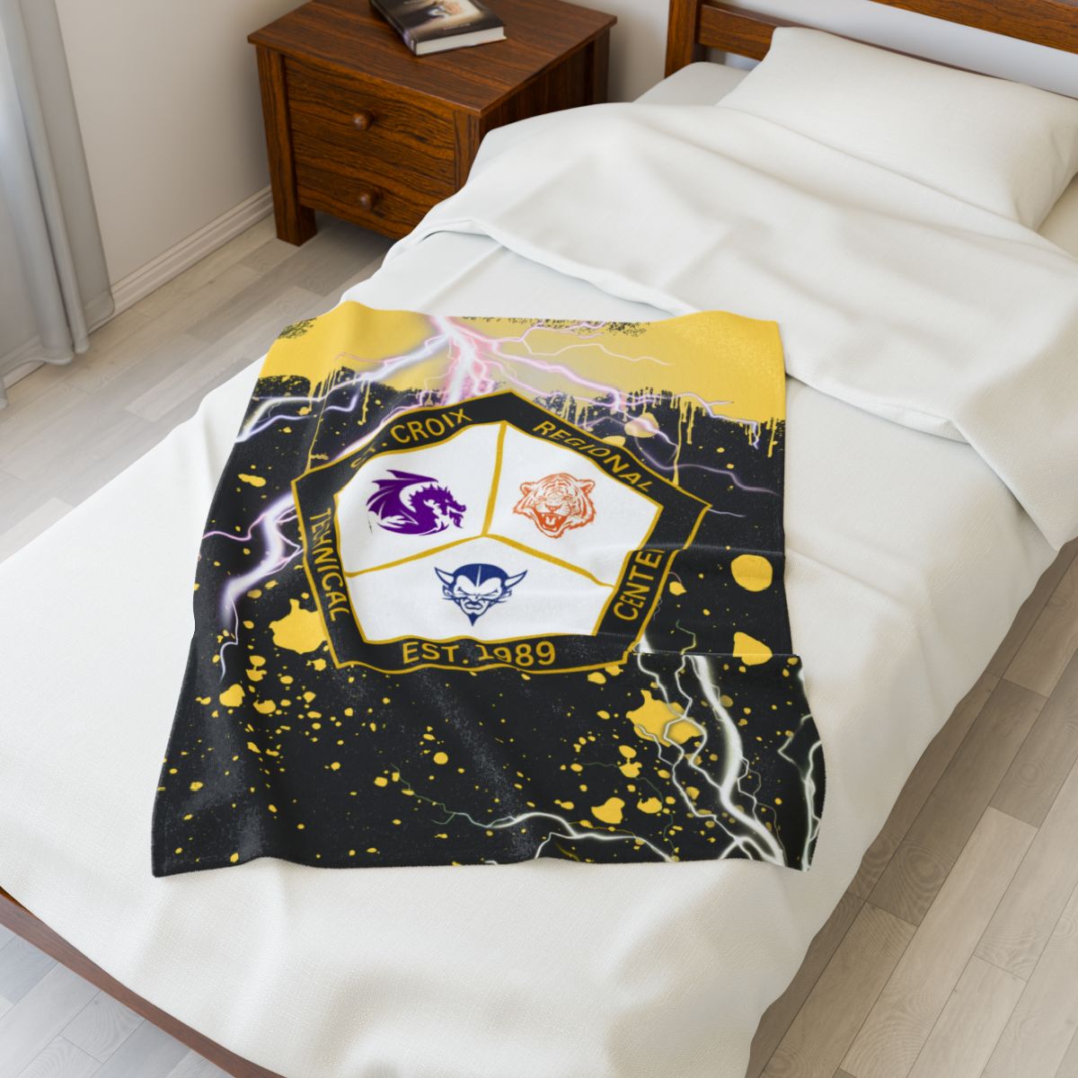 Velveteen Plush Blanket - St. Croix Regional - Lightning Bolt