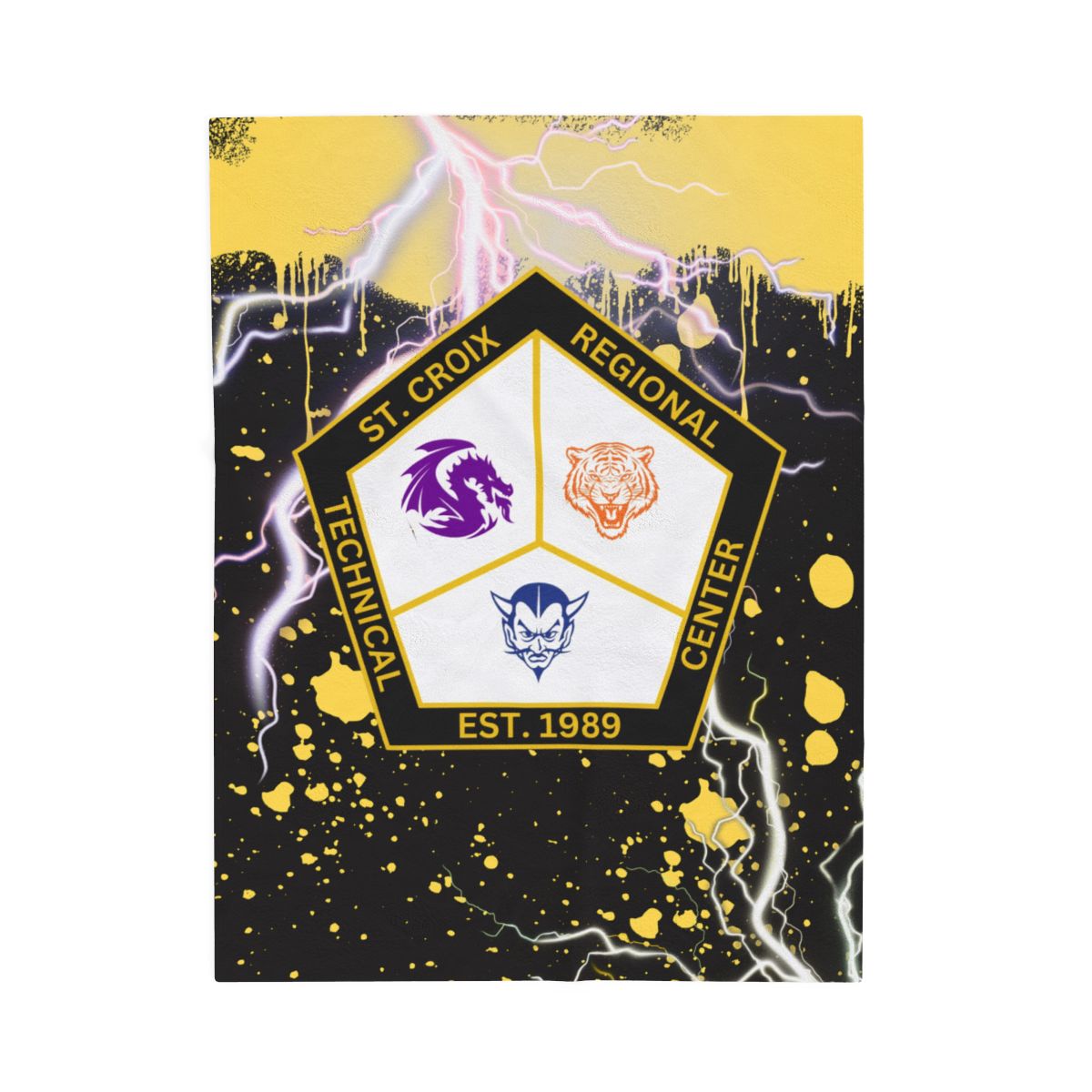 Velveteen Plush Blanket - St. Croix Regional - Lightning Bolt