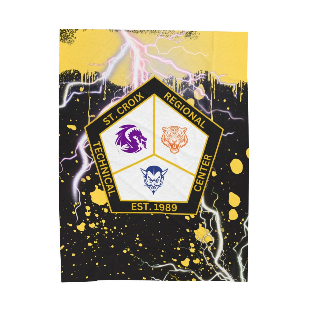 Velveteen Plush Blanket - St. Croix Regional - Lightning Bolt